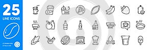Outline icons set. Coffee, Cocktail and Ice cream icons. For website app. Vector