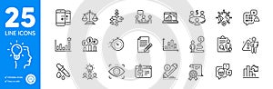 Outline icons set. Edit, Idea and Start business icons. For website app. Vector