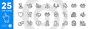 Outline icons set. Flight mode, Reject click and Cleaning icons. For website app. Vector