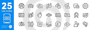 Outline icons set. Idea gear, Service and Sale tags icons. For website app. Vector