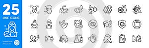 Outline icons set. Leaf dew, Coronavirus and Cough icons. For website app. Vector