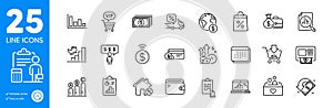 Outline icons set. Shopping, Payment and Salary icons. For website app. Vector