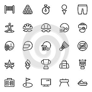 Outline icons for sports.