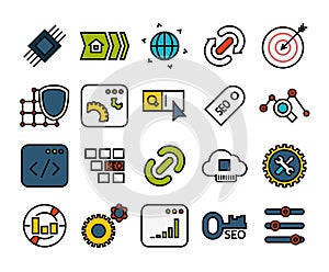 Outline icons thin flat design, modern line stroke photo