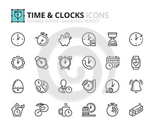 Outline icons about time and clocks photo