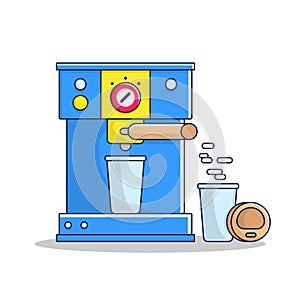 Outline Illustration Flat Design Icon Coffee Machine
