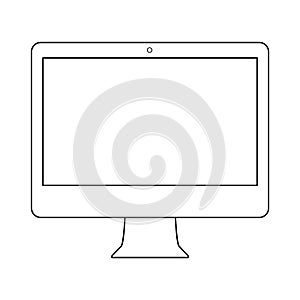 Outline imac computer vector eps10. Outline macbook desktop computer outline sign. photo