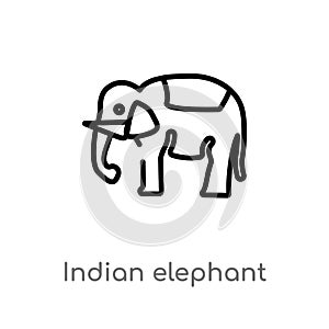 outline indian elephant vector icon. isolated black simple line element illustration from india concept. editable vector stroke