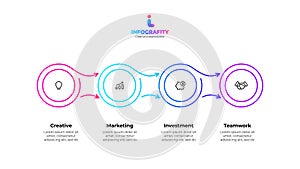 Outline infographic. Business data visualization. Template for presentation. Design concept with 4 options, parts, steps