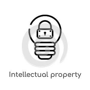 outline intellectual property vector icon. isolated black simple line element illustration from law and justice concept. editable