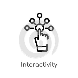 outline interactivity vector icon. isolated black simple line element illustration from augmented reality concept. editable vector