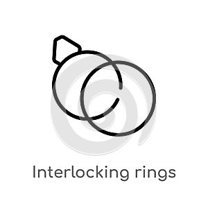 outline interlocking rings vector icon. isolated black simple line element illustration from general concept. editable vector