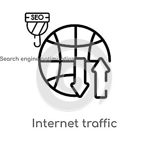 outline internet traffic vector icon. isolated black simple line element illustration from technology concept. editable vector