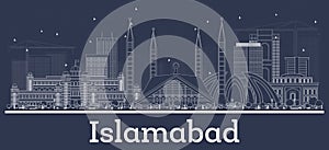 Outline Islamabad Pakistan City Skyline with White Buildings