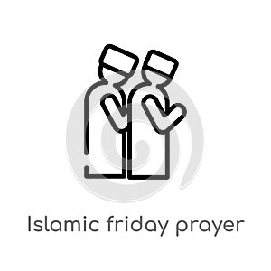 outline islamic friday prayer vector icon. isolated black simple line element illustration from religion-2 concept. editable