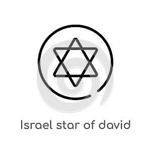 outline israel star of david vector icon. isolated black simple line element illustration from cultures concept. editable vector