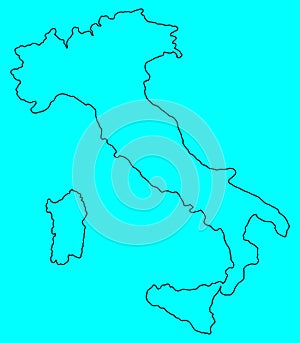 Outline Italy map silhouette vector