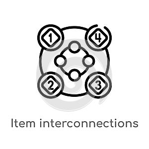 outline item interconnections vector icon. isolated black simple line element illustration from business concept. editable vector