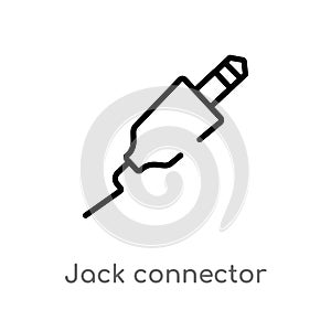 outline jack connector vector icon. isolated black simple line element illustration from music concept. editable vector stroke