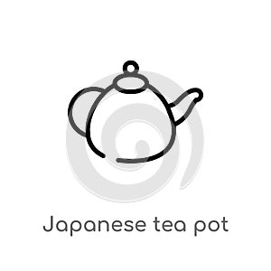 outline japanese tea pot vector icon. isolated black simple line element illustration from food concept. editable vector stroke