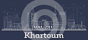 Outline Khartoum Sudan City Skyline with White Buildings