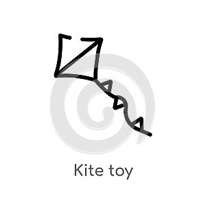 outline kite toy vector icon. isolated black simple line element illustration from toys concept. editable vector stroke kite toy