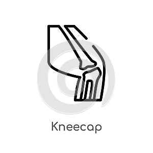 outline kneecap vector icon. isolated black simple line element illustration from human body parts concept. editable vector stroke