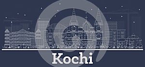 Outline Kochi India City Skyline with White Buildings photo