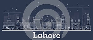 Outline Lahore Pakistan City Skyline with White Buildings photo