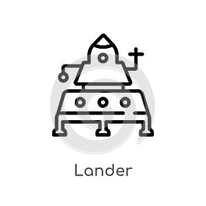 outline lander vector icon. isolated black simple line element illustration from astronomy concept. editable vector stroke lander