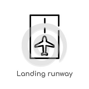 outline landing runway vector icon. isolated black simple line element illustration from airport terminal concept. editable vector