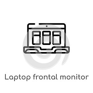 outline laptop frontal monitor vector icon. isolated black simple line element illustration from technology concept. editable