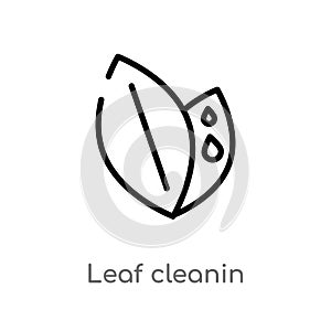 outline leaf cleanin vector icon. isolated black simple line element illustration from cleaning concept. editable vector stroke