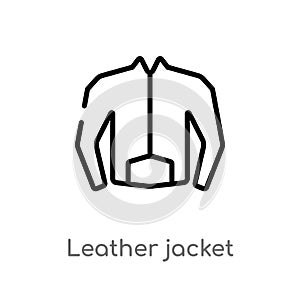 outline leather jacket vector icon. isolated black simple line element illustration from fashion concept. editable vector stroke