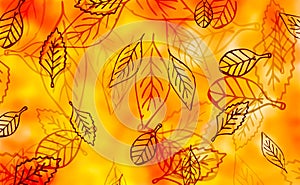 Outline leaves background in yellow orange colors