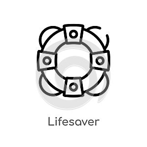 outline lifesaver vector icon. isolated black simple line element illustration from nautical concept. editable vector stroke