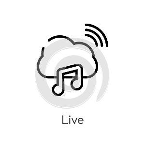 outline live vector icon. isolated black simple line element illustration from discotheque concept. editable vector stroke live