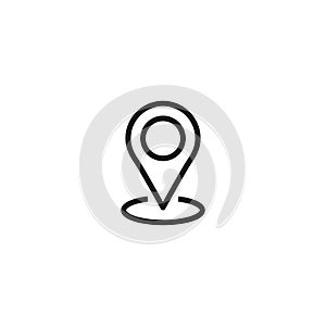 Outline location icon. GPS pointer. Map pin. Navigator guide. Vector line simple button.