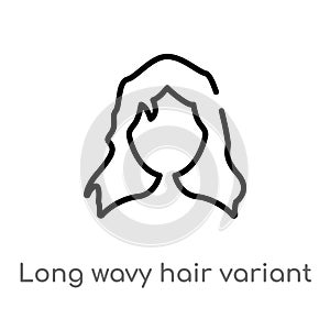 outline long wavy hair variant vector icon. isolated black simple line element illustration from human body parts concept.