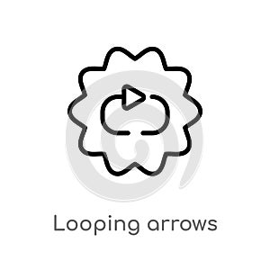 outline looping arrows vector icon. isolated black simple line element illustration from user interface concept. editable vector