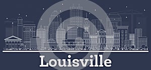 Outline Louisville Kentucky USA  City Skyline with White Buildings