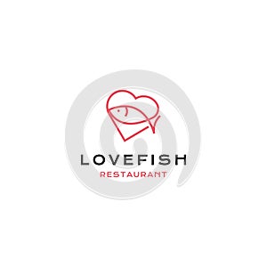 Outline Love Fish line art logo vector icon