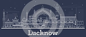 Outline Lucknow India City Skyline with White Buildings photo