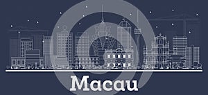 Outline Macau China City Skyline with White Buildings photo