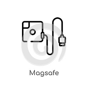 outline magsafe vector icon. isolated black simple line element illustration from electronic devices concept. editable vector