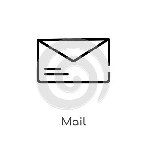 outline mail vector icon. isolated black simple line element illustration from signs concept. editable vector stroke mail icon on