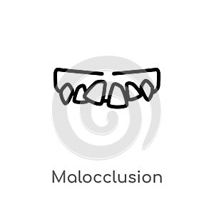 outline malocclusion vector icon. isolated black simple line element illustration from dentist concept. editable vector stroke