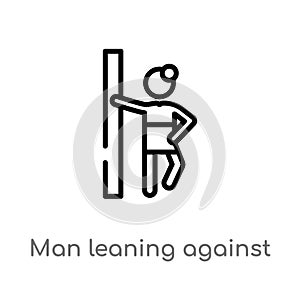 outline man leaning against the wall vector icon. isolated black simple line element illustration from people concept. editable