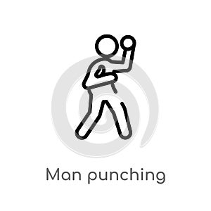outline man punching vector icon. isolated black simple line element illustration from sports concept. editable vector stroke man