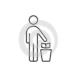 Outline man with trash can photo